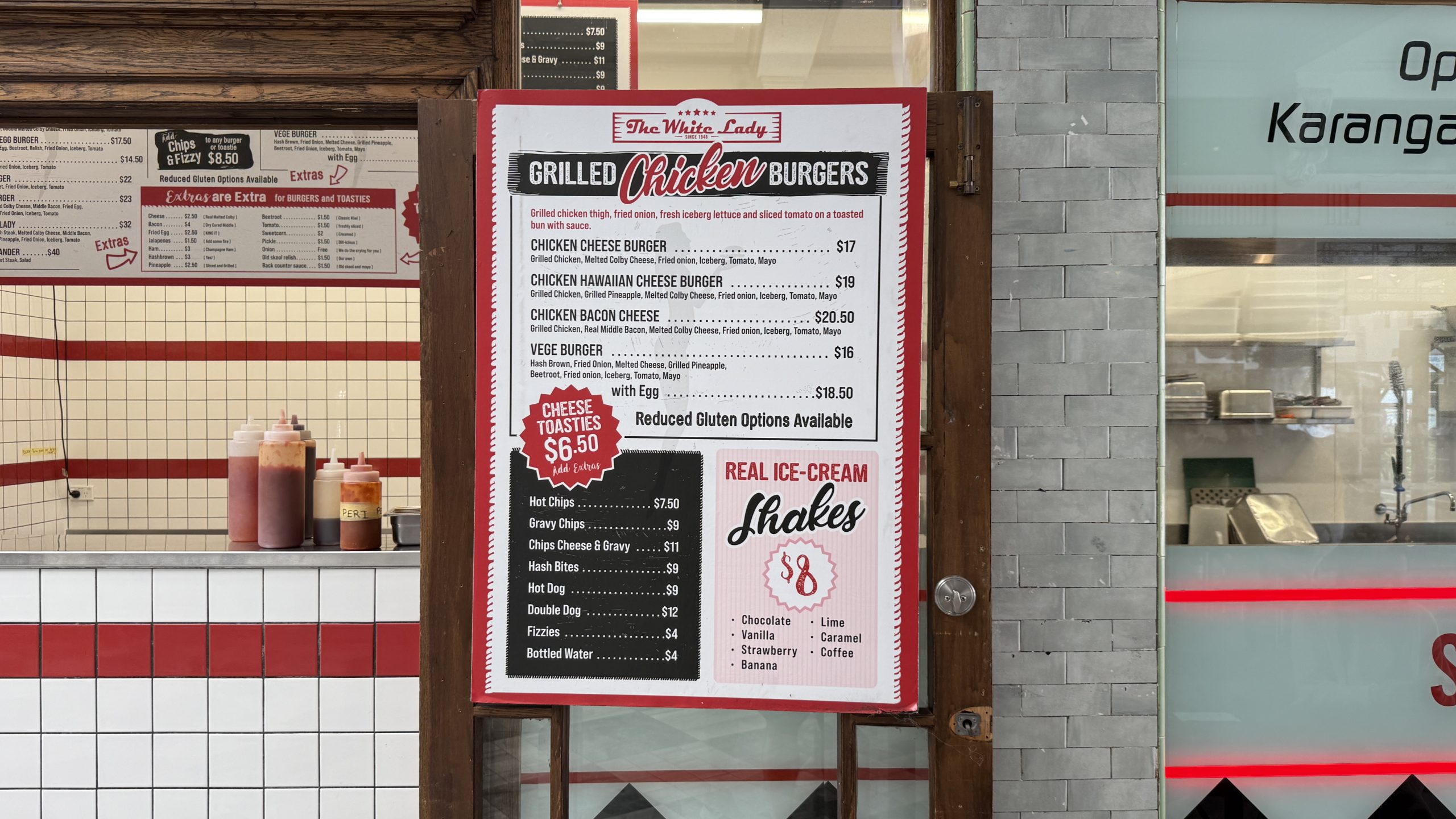 The White Lady Auckland Wall Menu