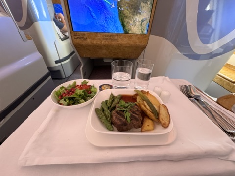 Emirates A380 Business Class main Meal - An Avid Traveller